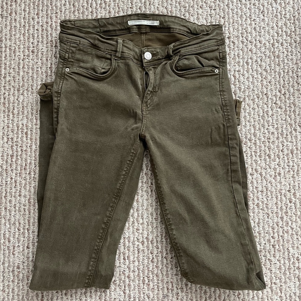 Zara green skinny jeans size 4
